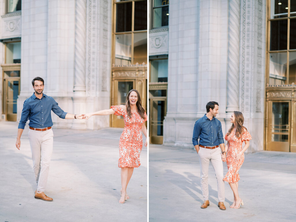 wrigley building chicago engagement session