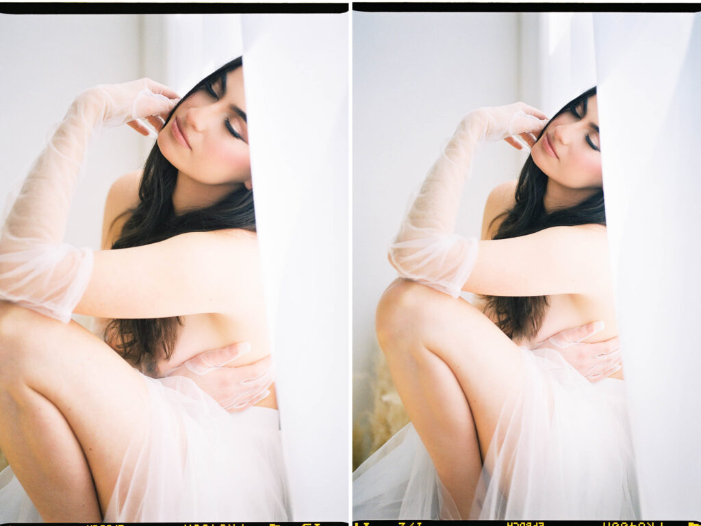 sheer tulle skirt for boudoir photography