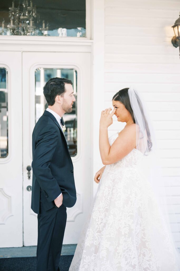 first look ;The Allan House Austin Wedding; Danielle Heinson Photography