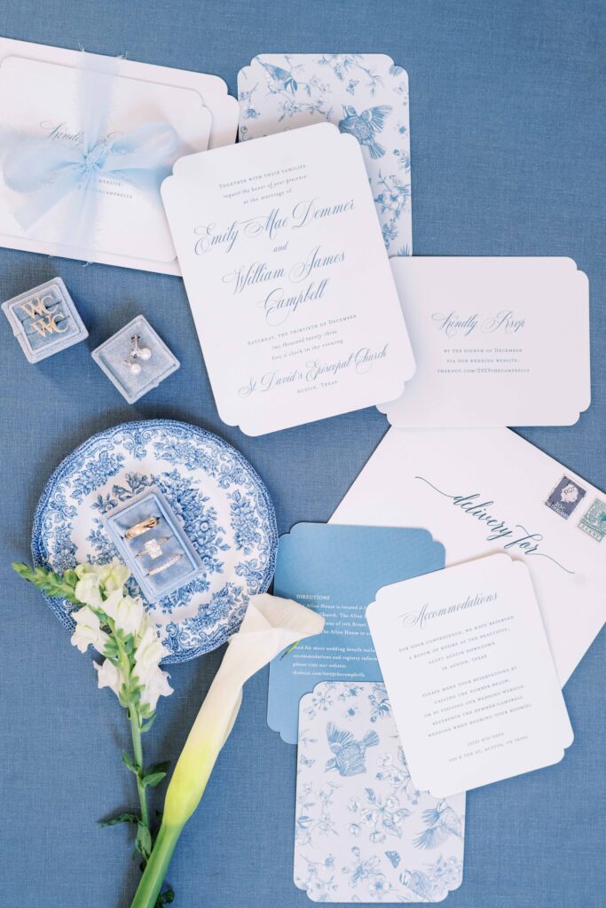 white and blue wedding theme