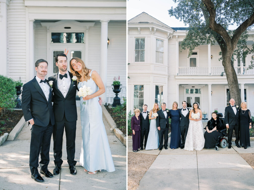 classic wedding at The Allen House; Texas historic mansion wedding venues