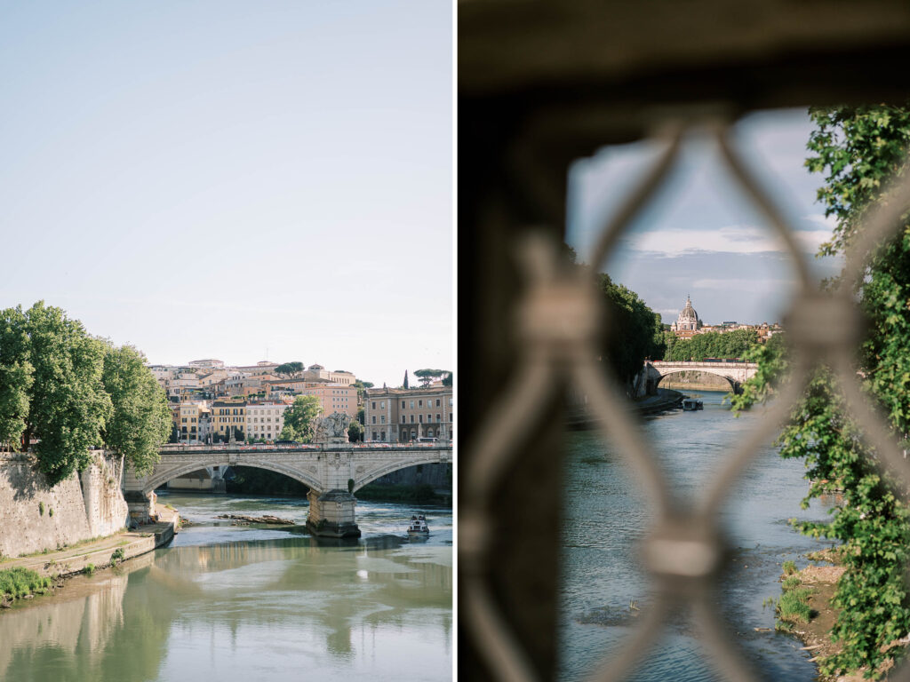 bridge over the Tiber River in Rome Italy