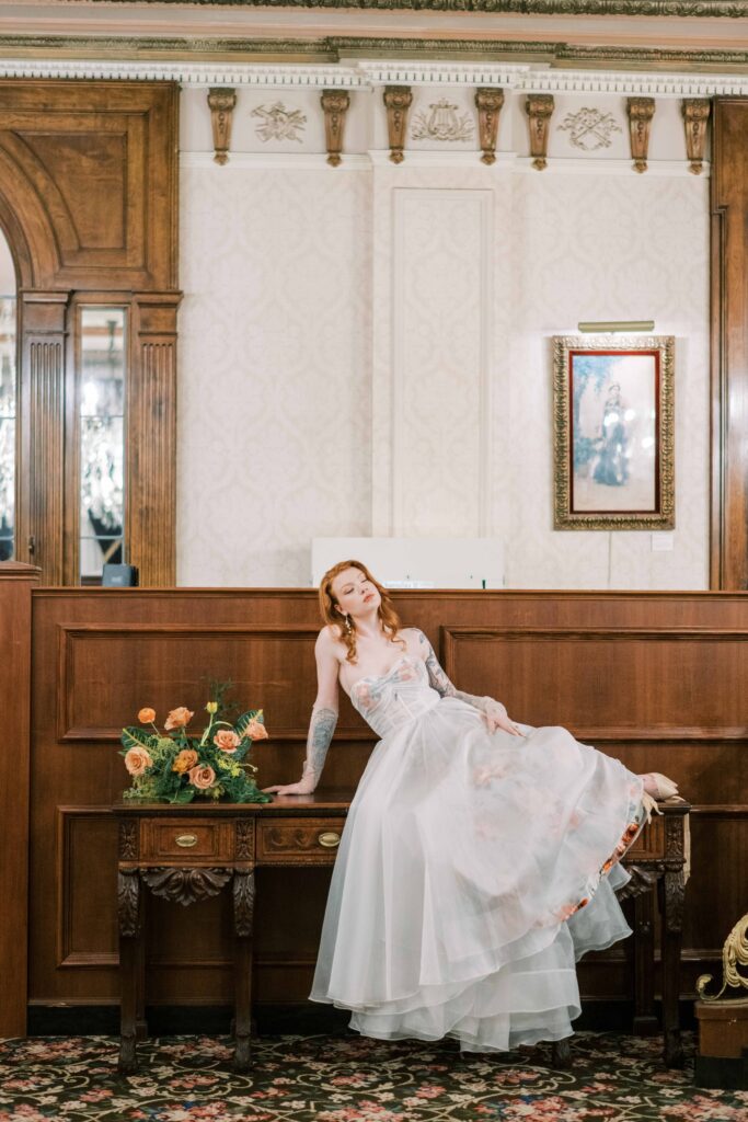 bridal portraits at the historic Pfister hotel milwaukee