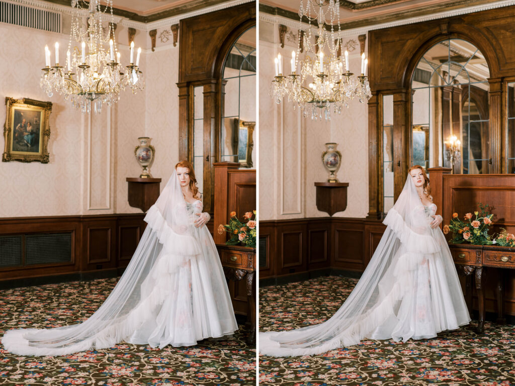bridal portraits at the historic Pfister hotel milwaukee