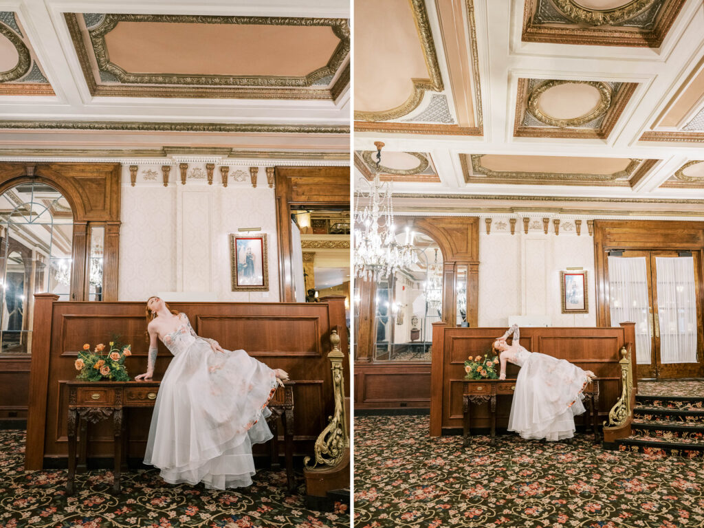 bridal portraits at the historic Pfister hotel milwaukee