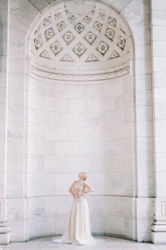 bridal portraits at the New York Public Library