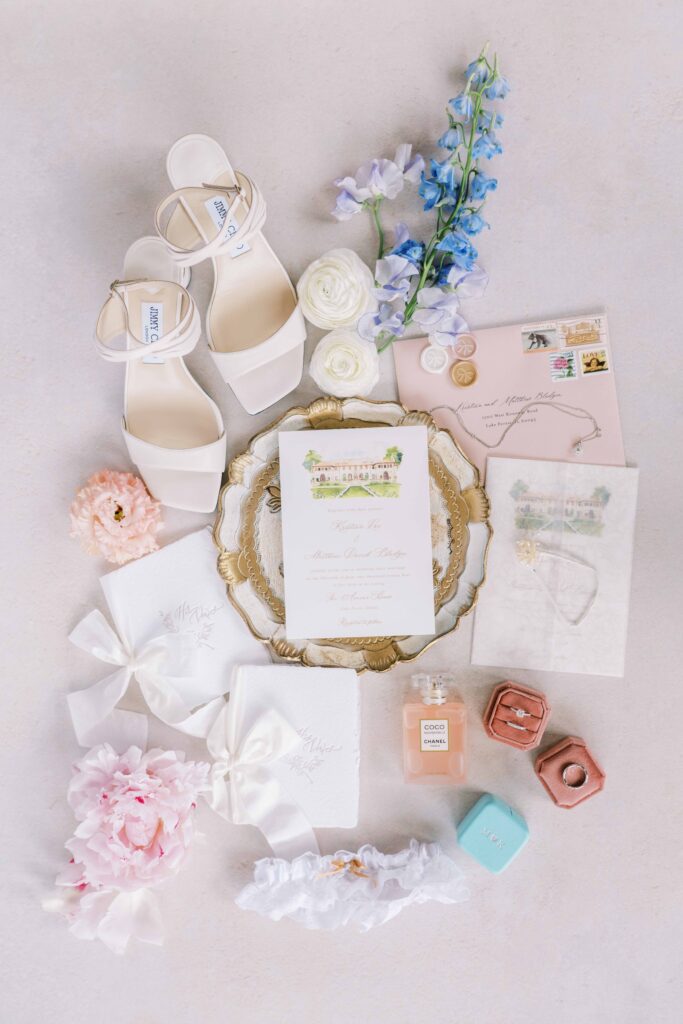 custom personalized wedding invitation suite with painting