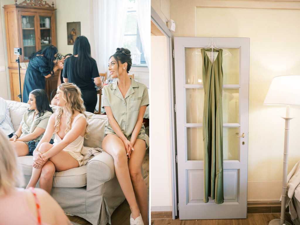 wedding party getting ready at Villa Grabau, Lucca, Italy