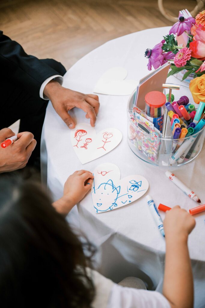 wedding cake toppers; cute cake toppers, kids craft table for wedding