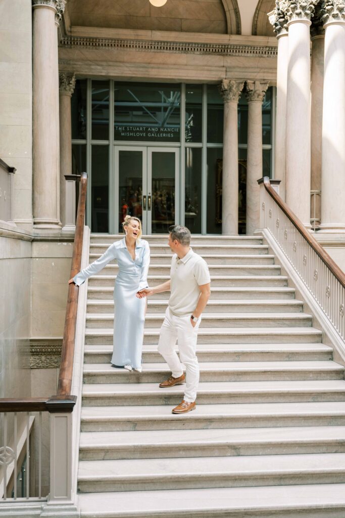 chic, editorial museum engagement photos at the art institute of Chicago (ARTIC)