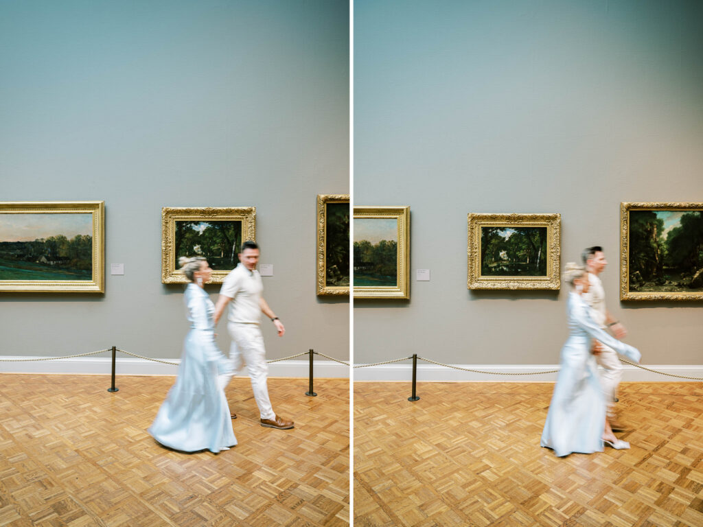 chic, editorial museum engagement photos at the art institute of Chicago (ARTIC)