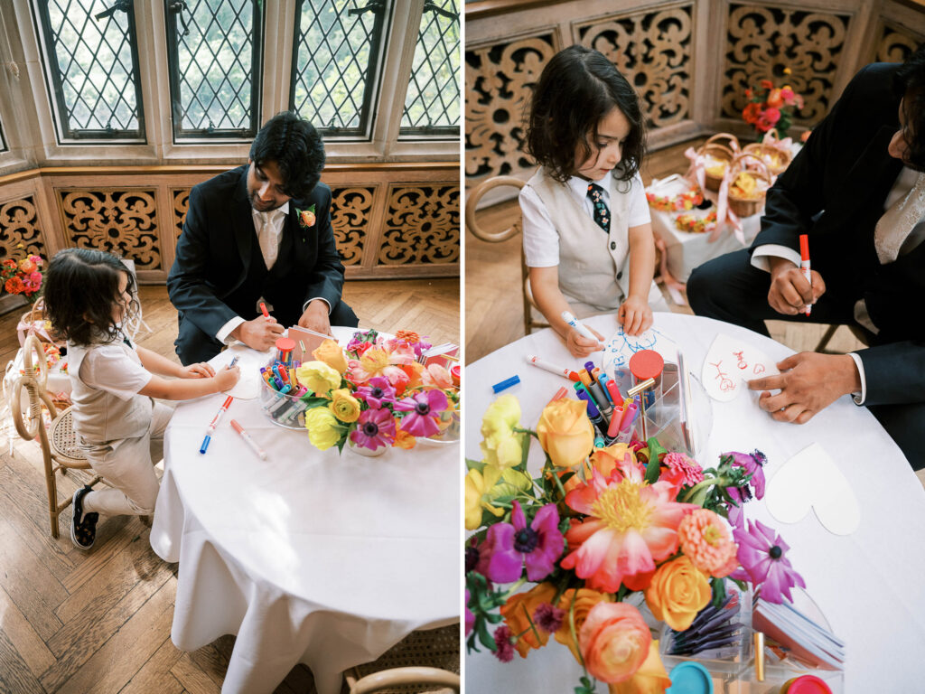 wedding cake toppers; cute cake toppers, kids craft table for wedding