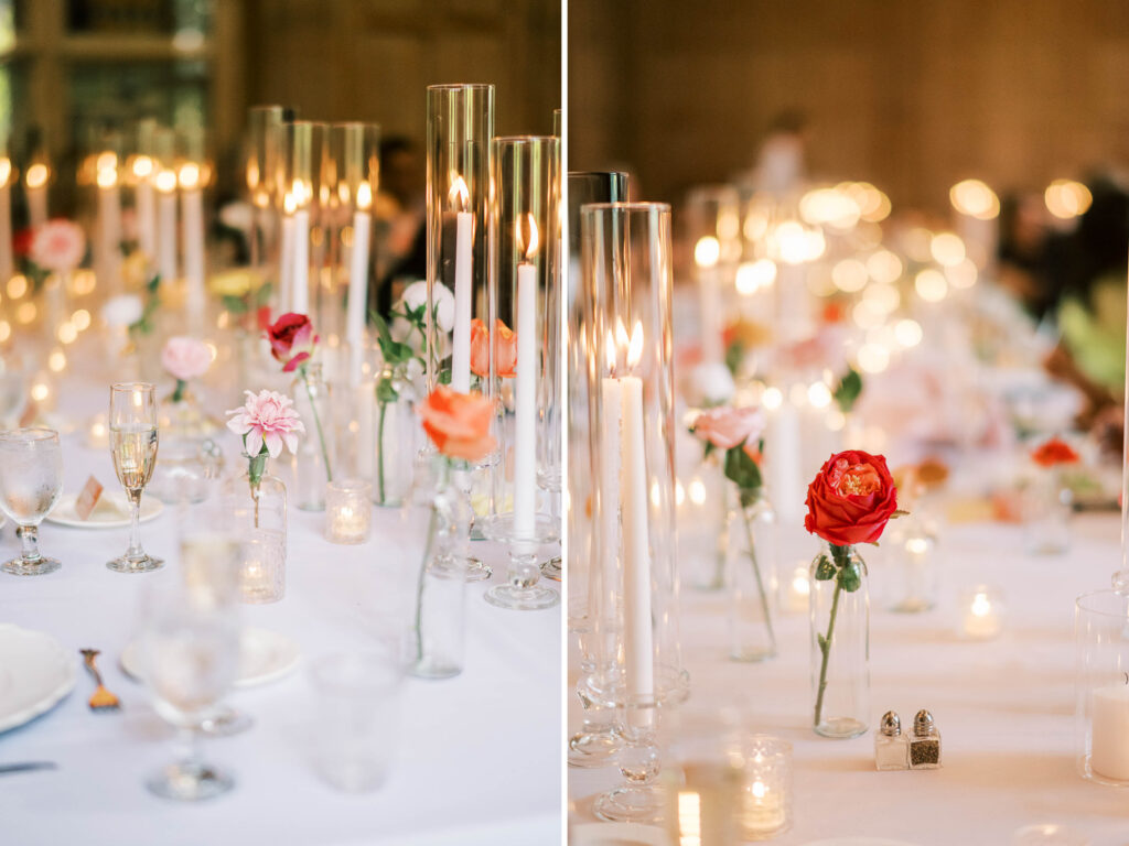 candlelit dinner wedding reception at the morton arboretum chicago
