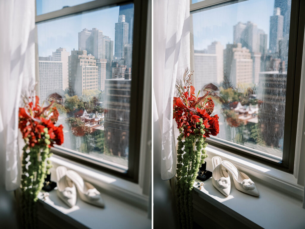 Getting ready wedding photos at the Ambassador Gold Coast Hotel, Chicago
