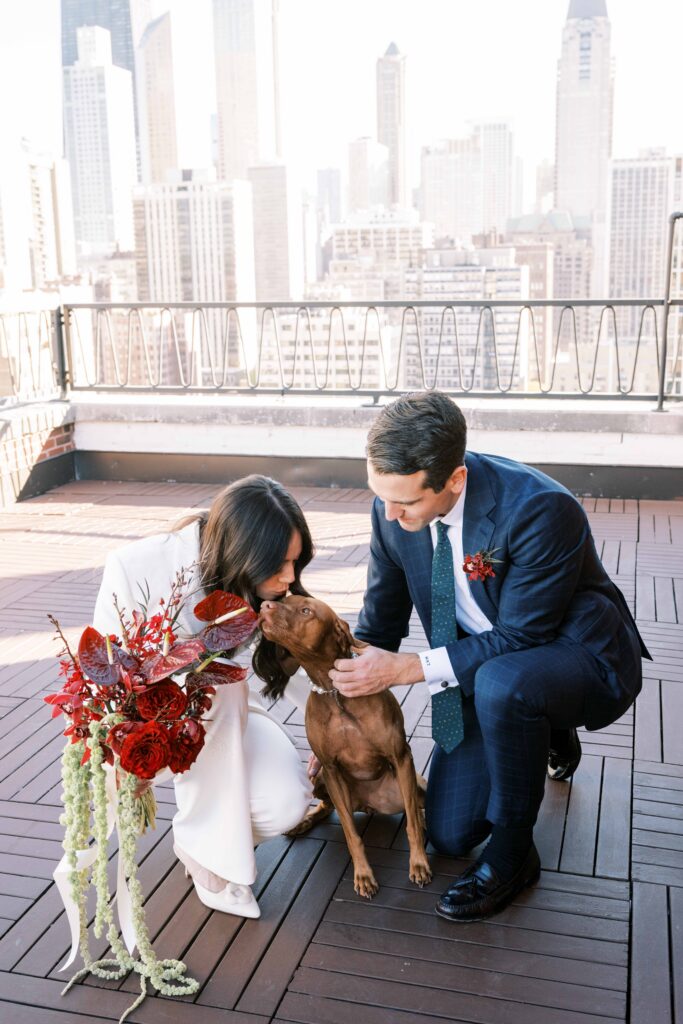 wedding first look couples portraits with dog
