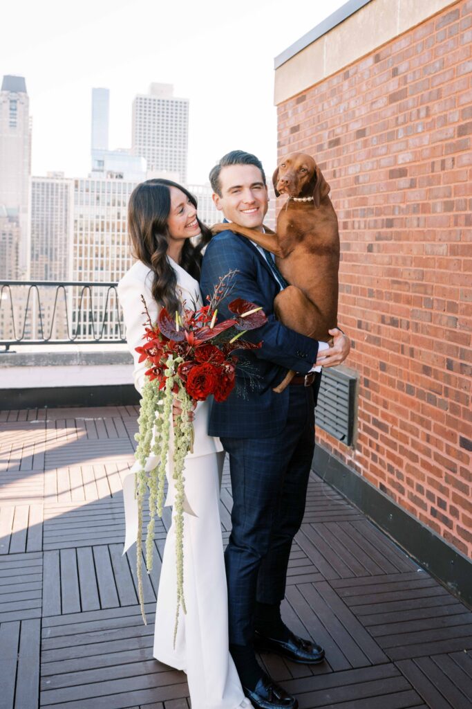 wedding first look couples portraits with dog