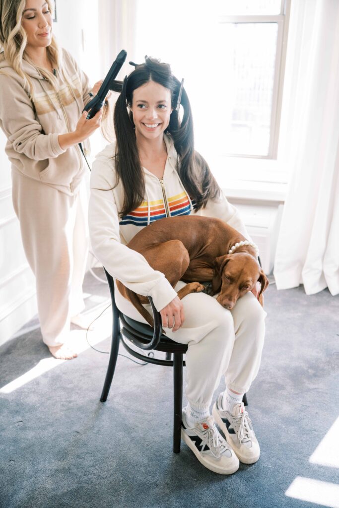 wedding day getting ready photos with dog