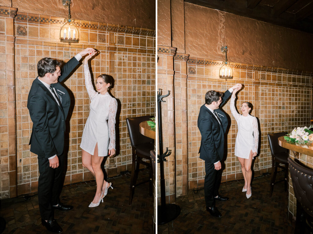 direct flash wedding photos at Chicago Athletic Association bar