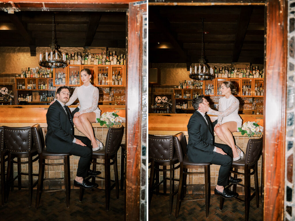 direct flash wedding photos at Chicago Athletic Association bar