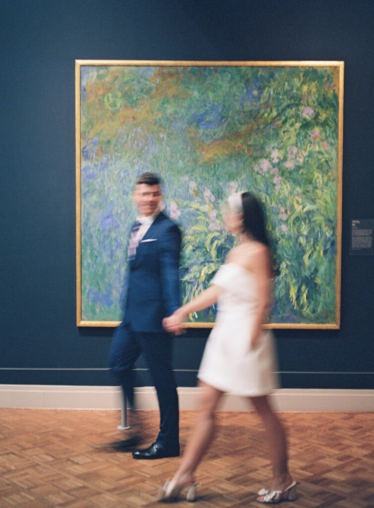 motion blur art gallery wedding portraits; Chicago City Hall Elopement Guide