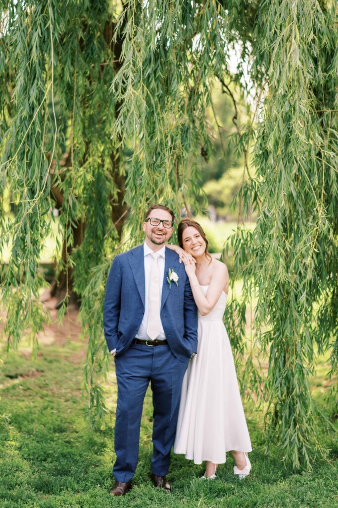 outdoor elopement in the park under a tree