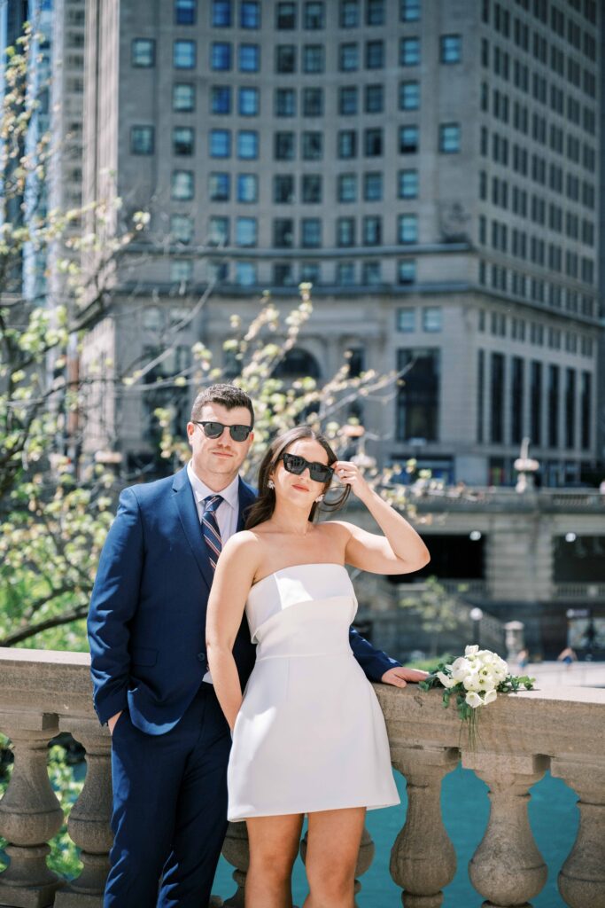Chicago Riverwalk elopement and wedding portraits
