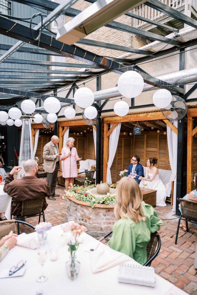wedding reception on the patio at Volo Restaurant Wine Bar Chicago