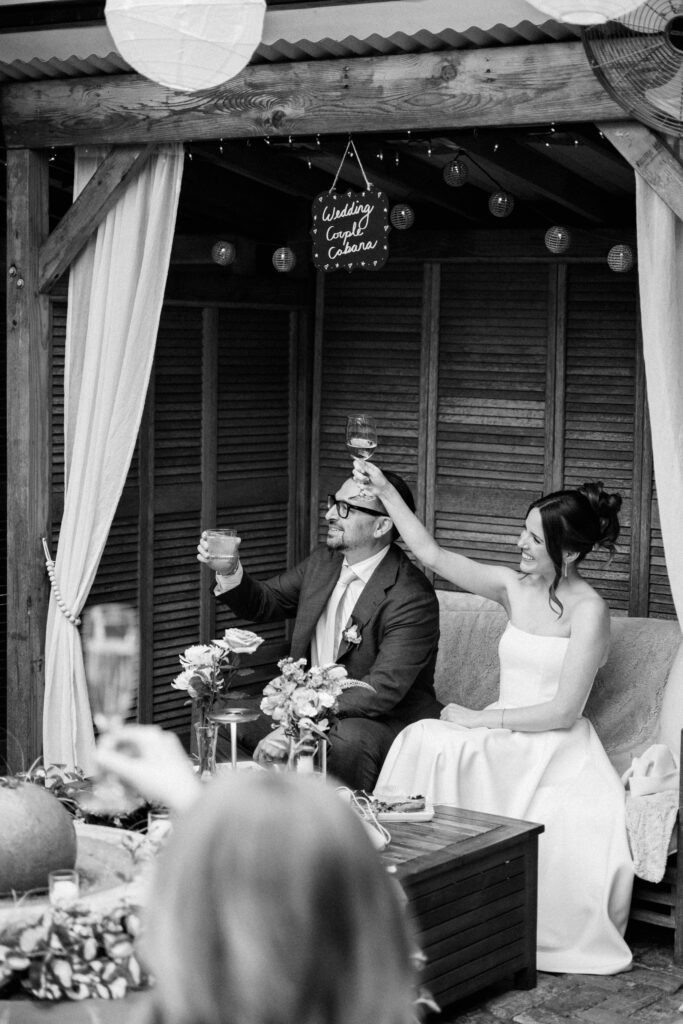 wedding reception on the patio at Volo Restaurant Wine Bar Chicago