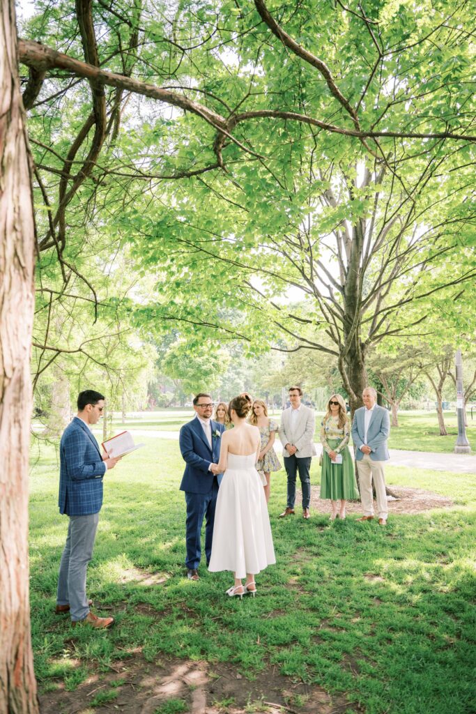 wedding ceremony under the trees