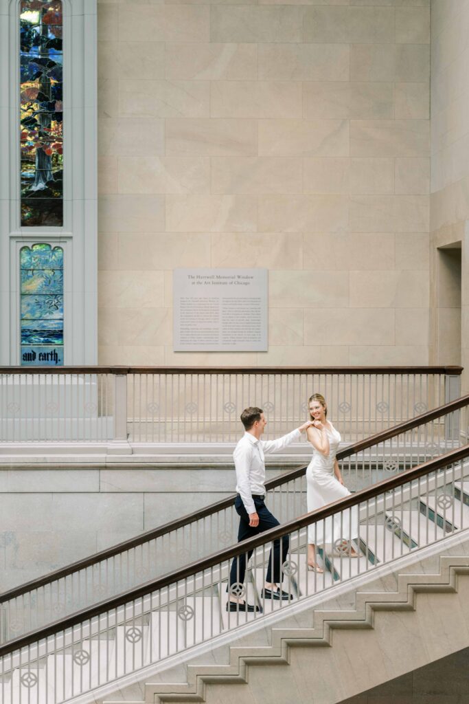 editorial engagement photography session at the Art Institute of Chicago