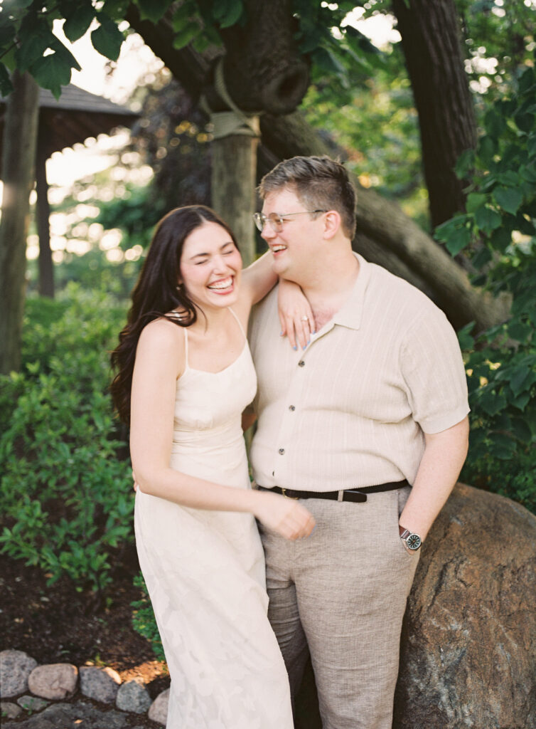 Chicago garden engagement photos at the Griffin Museum of Science & Industry