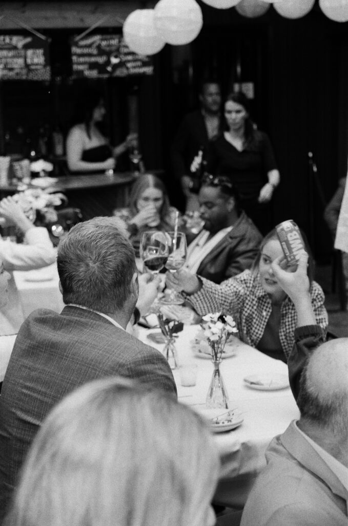 wedding reception on the patio at Volo Restaurant Wine Bar Chicago