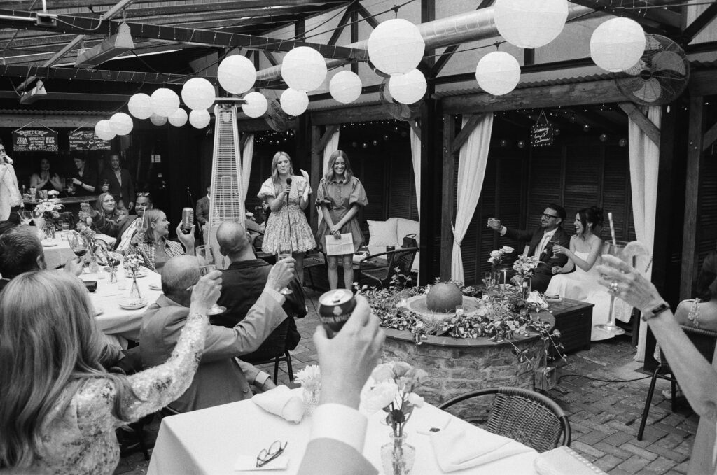 wedding reception on the patio at Volo Restaurant Wine Bar Chicago
