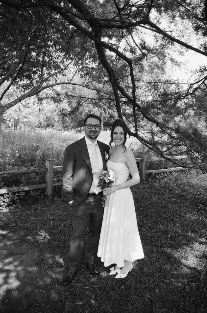 black and white outdoor wedding portraits