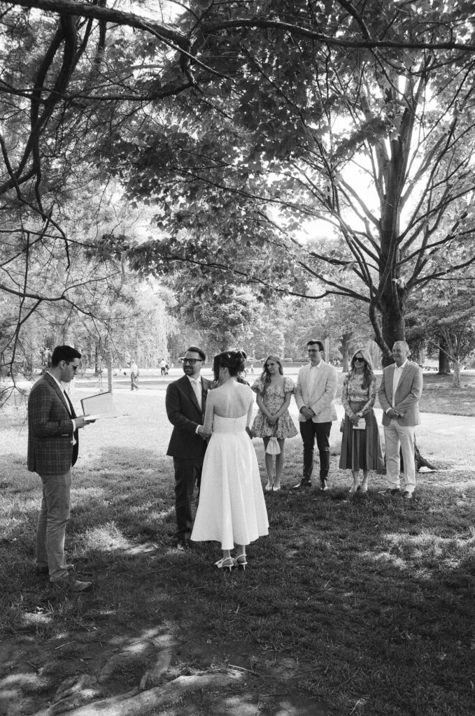 black and white outdoor wedding ceremony photos