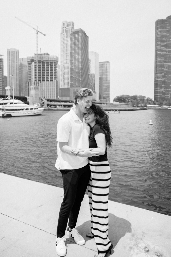 Chicago lakefront surprise proposal photography