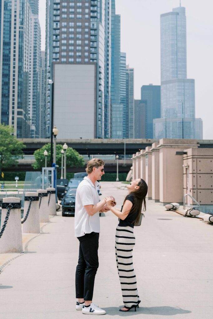 marriage proposal at Chicago Harbor