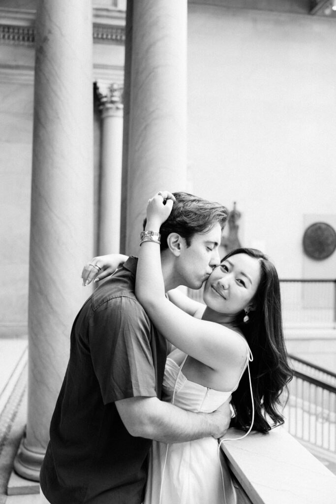 art museum engagement photo shoot