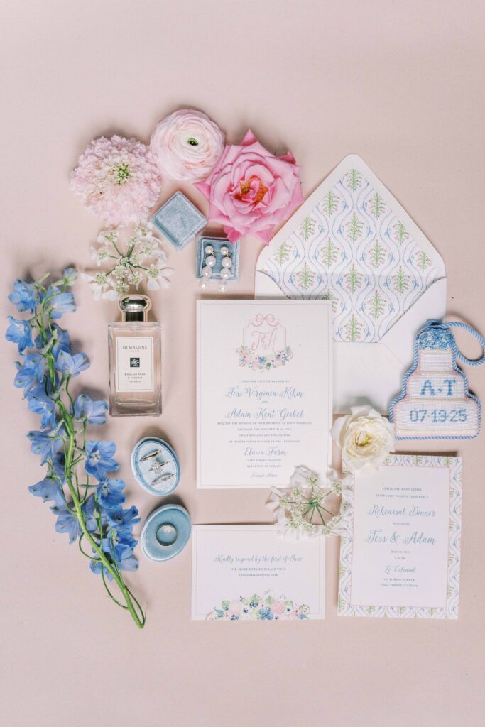 lay flat wedding detail photo composition ideas; floral wedding invitation suite designs