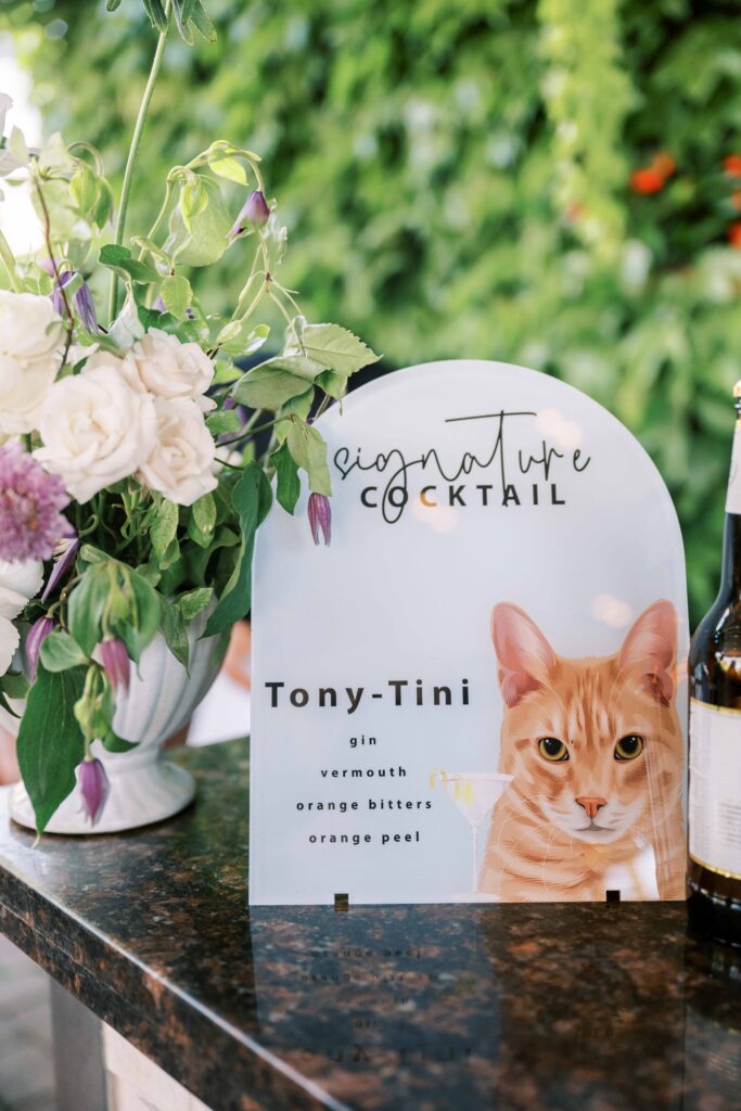 signature cocktail ideas for wedding; pet name signature cocktails