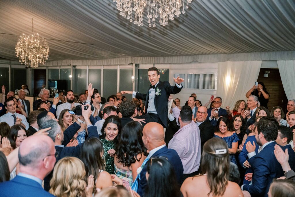 dancing the hora at a Jewish wedding
