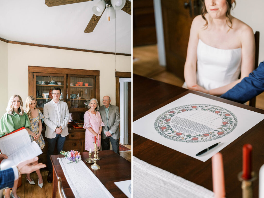 ketubah signing in family home