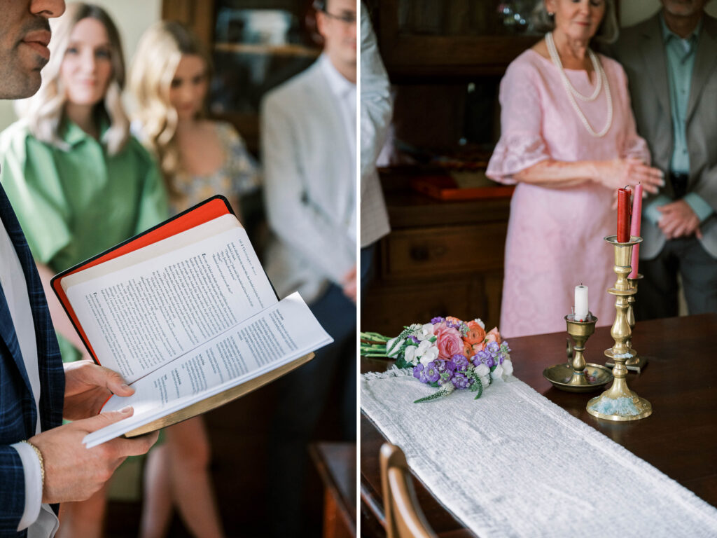 detail shots of traditional ketubah signing for wedding; photojournalistic photography