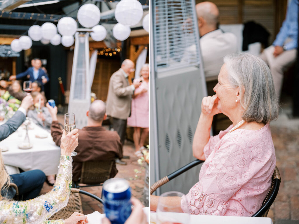 wedding reception on the patio at Volo Restaurant Wine Bar Chicago