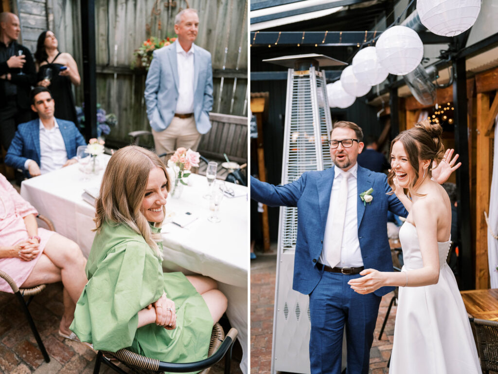 wedding reception on the patio at Volo Restaurant Wine Bar Chicago