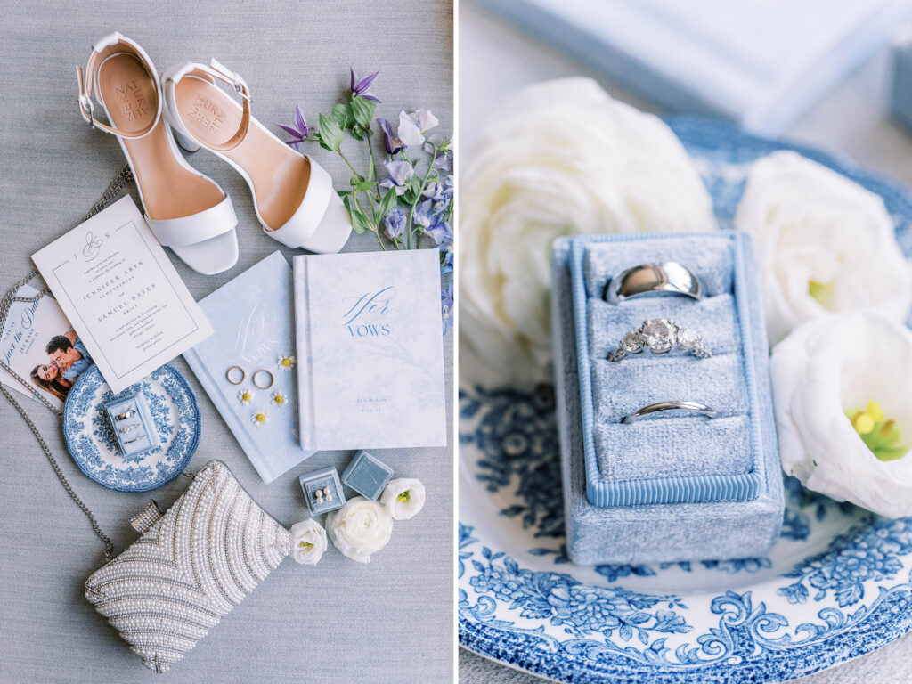 white and light blue spring wedding colors