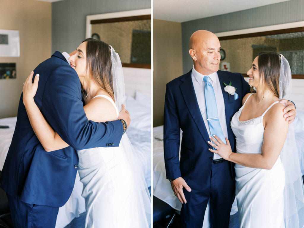 bride's first look with dad