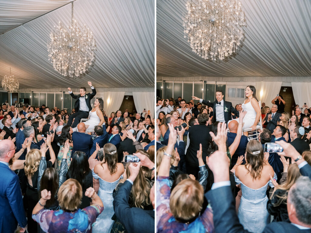 dancing the hora at a Jewish wedding