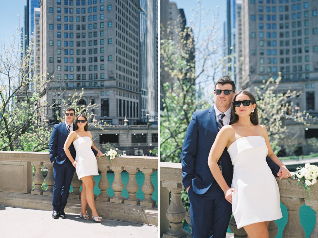 Chicago Riverwalk elopement and wedding portraits