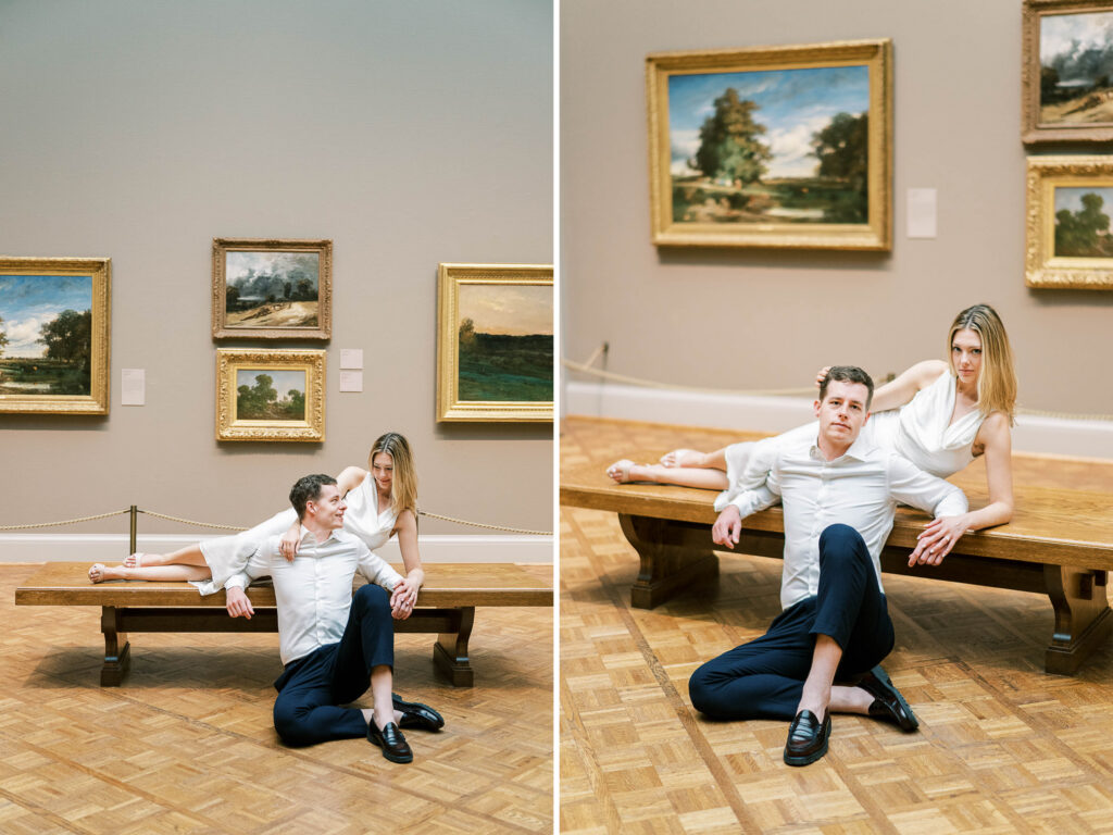 editorial engagement photography session at the Art Institute of Chicago